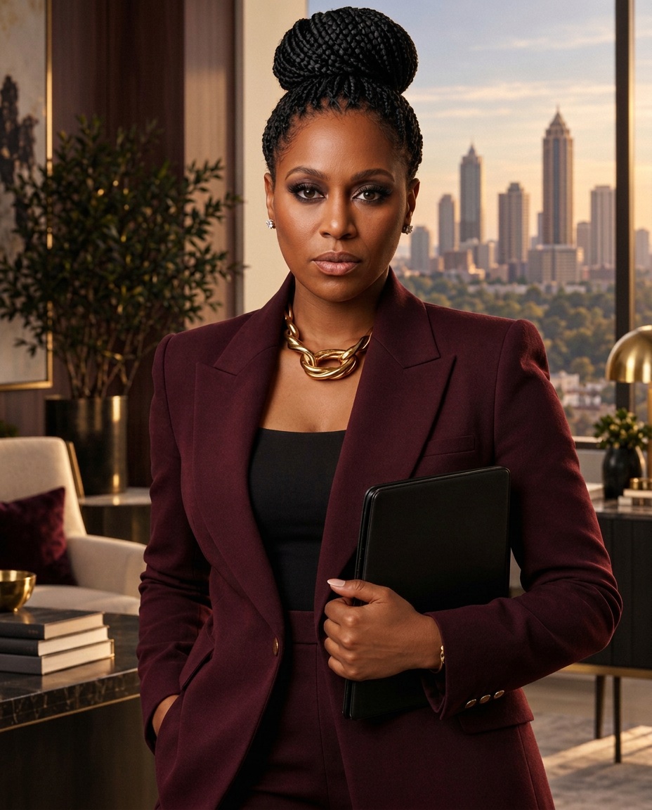 Tamara C. Kelley, Founder and Principal of Resilience Ventures LLC, in a deep burgundy suit holding a dark folio.